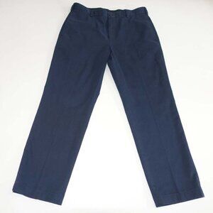 Brooks Brothers Men's Advantage Chino Clark Pants 33 x 29 Navy Blue Flat Front